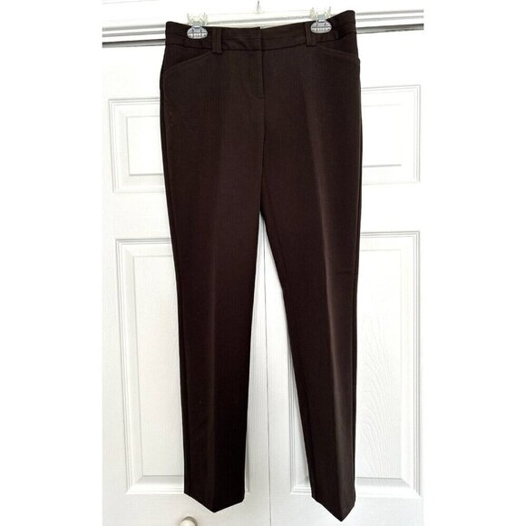 Van Heusen Studio Stretch Extensible Dark Brown Mid-Rise Straight Leg Pants Sz 4 - Picture 1 of 10